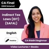 CA Final Indirect Tax Laws (IDT) (SAFAL) Video Lectures in English by CA Riddhi Baghmar (Pendrive)